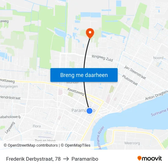 Frederik Derbystraat, 78 to Paramaribo map