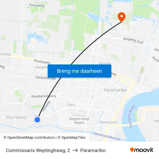 Commissaris Weytinghweg, 2 to Paramaribo map
