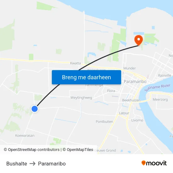 Bushalte to Paramaribo map