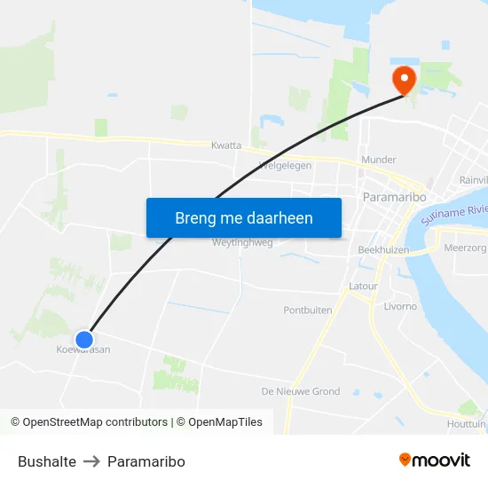 Bushalte to Paramaribo map