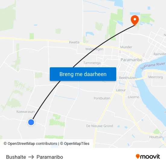 Bushalte to Paramaribo map