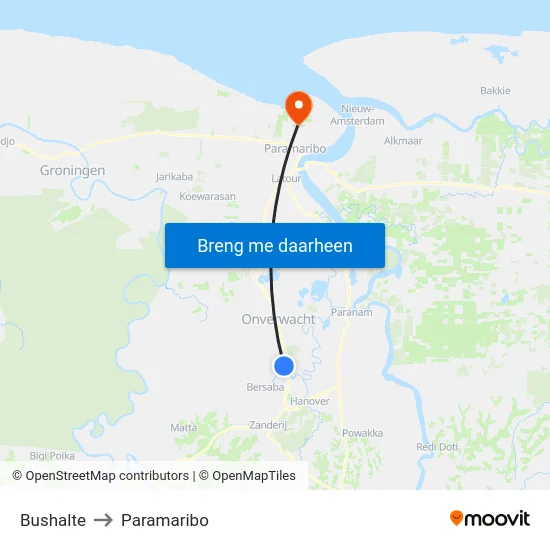 Bushalte to Paramaribo map