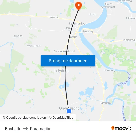 Bushalte to Paramaribo map