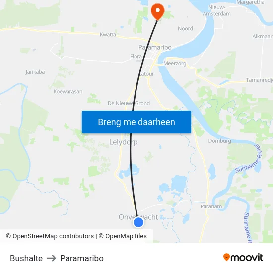 Bushalte to Paramaribo map