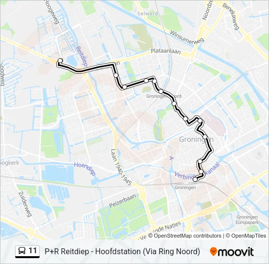 Bus 11 lijnkaart