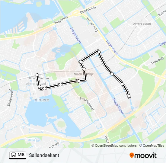 M8 Bus Line Map