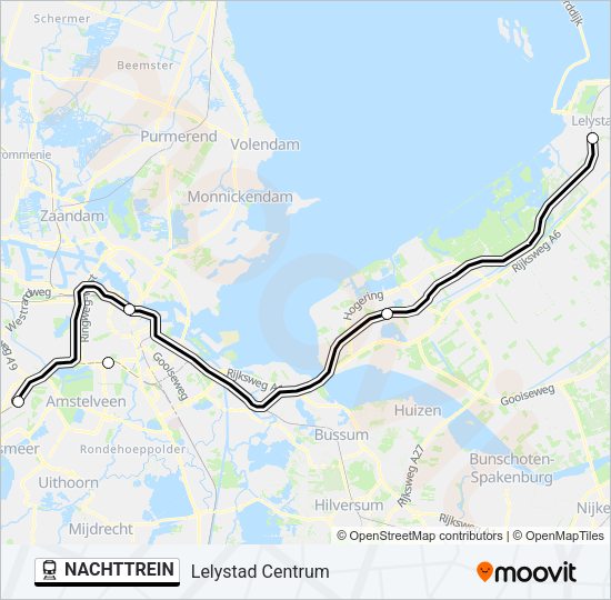 Trein NACHTTREIN lijnkaart