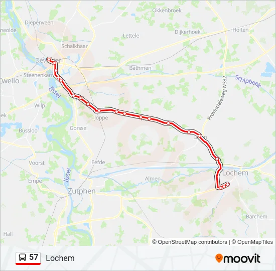 57 Bus Line Map