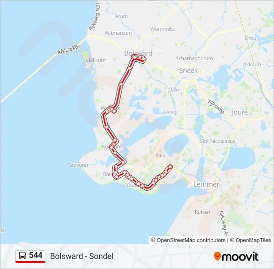 544 Bus Line Map