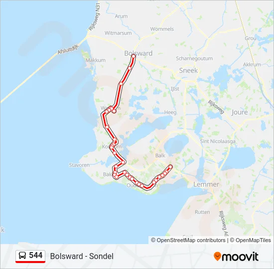 544 Bus Line Map