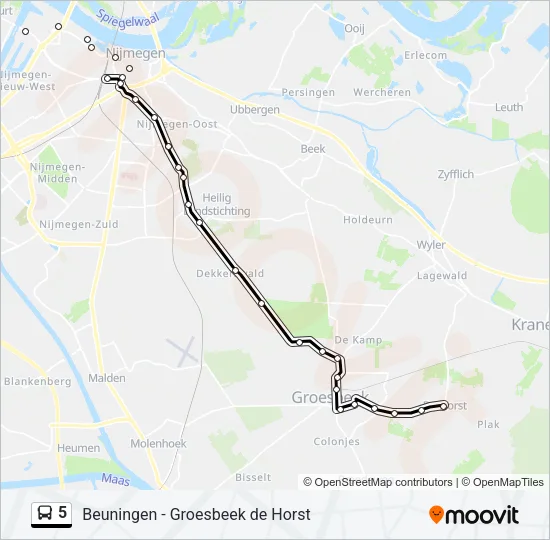 Bus 5 lijnkaart