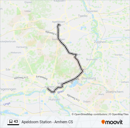 Controversieel Onbekwaamheid staan 43 Route: dienstregelingen, haltes en kaarten - Arnhem Cs (Bijgewerkt)