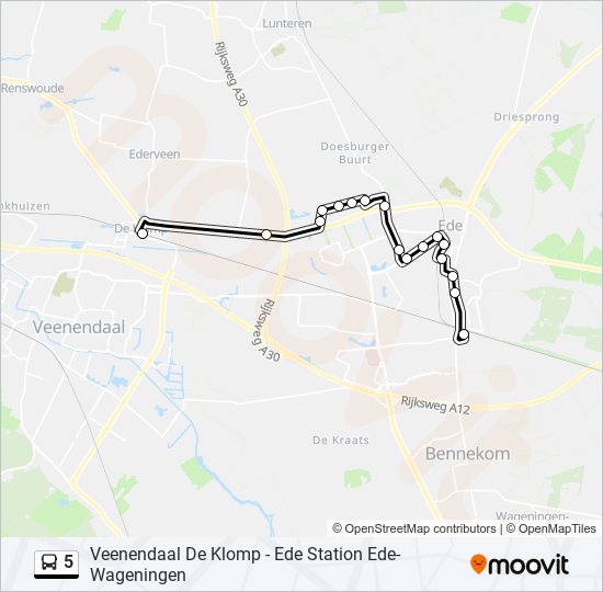 Bus 5 lijnkaart