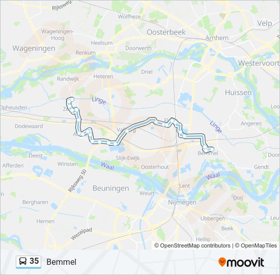 Bus 35 lijnkaart