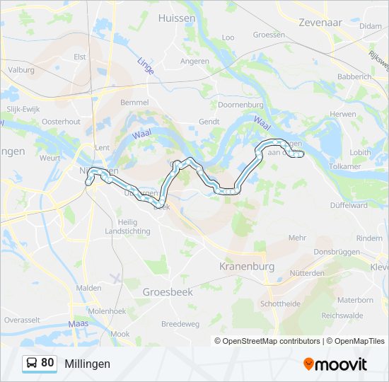 Bus 80 lijnkaart