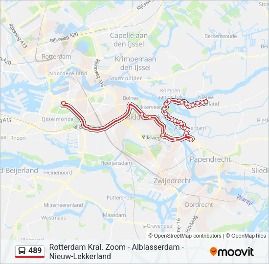 Bus 489 lijnkaart
