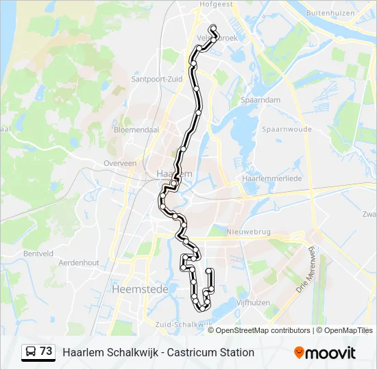 Bus 73 lijnkaart