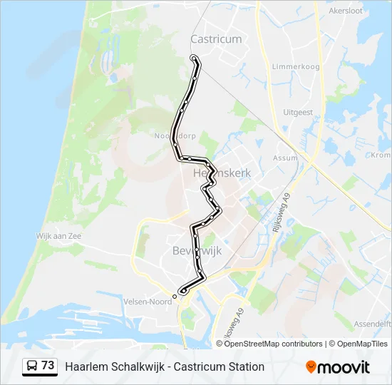 73 Bus Line Map