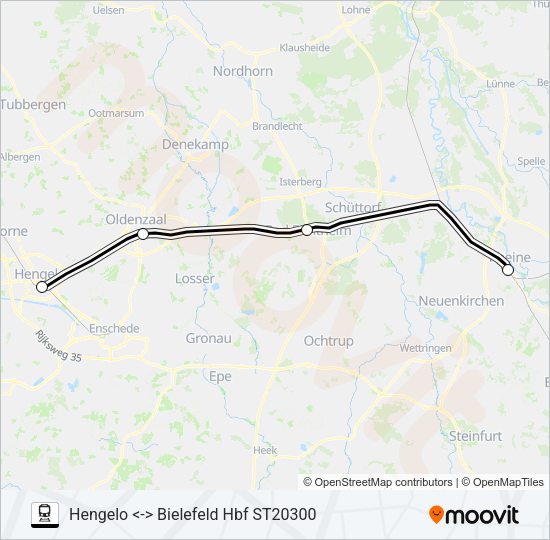 Trein STOPTREIN RB 61 lijnkaart