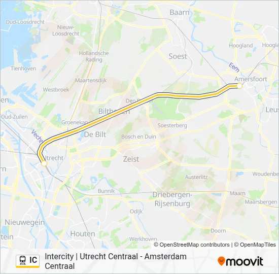 Trein IC lijnkaart