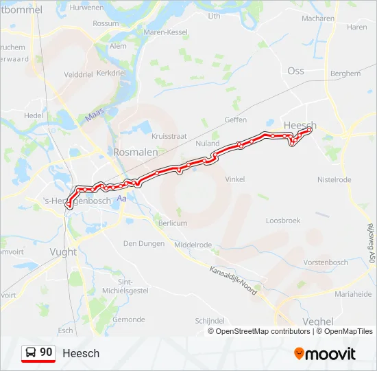 Bus 90 lijnkaart