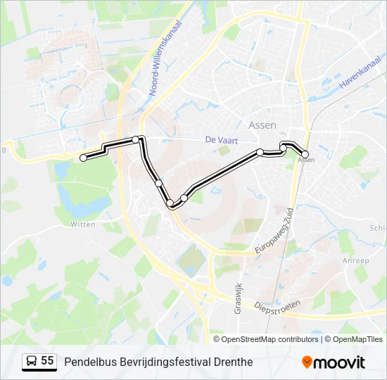 55 Bus Line Map
