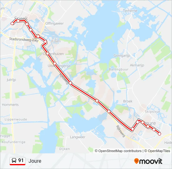 91 Bus Line Map