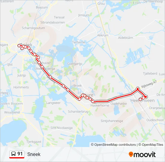 91 Bus Line Map