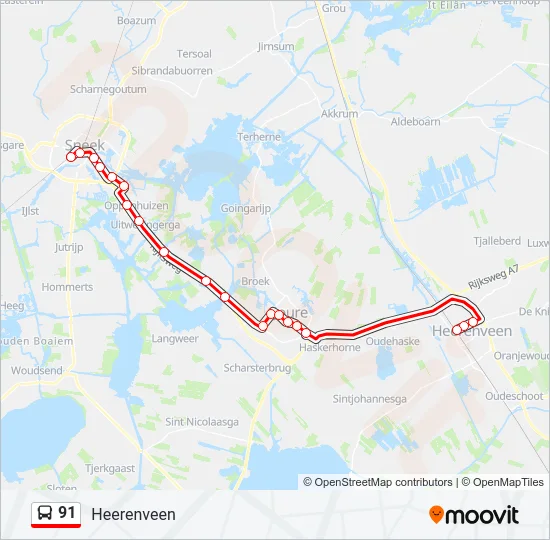 91 Bus Line Map