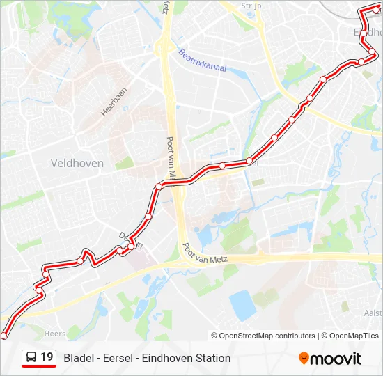 Bus 19 lijnkaart
