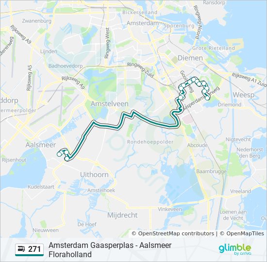 Koe met tijd Onverschilligheid 271 Route: dienstregelingen, haltes en kaarten - Aalsmeer Floraholland  (Bijgewerkt)
