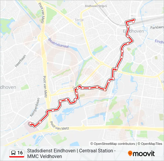 16 Bus Line Map