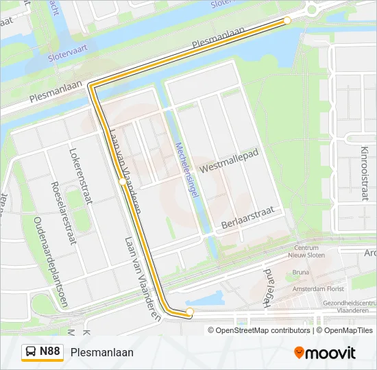 N88 Bus Line Map