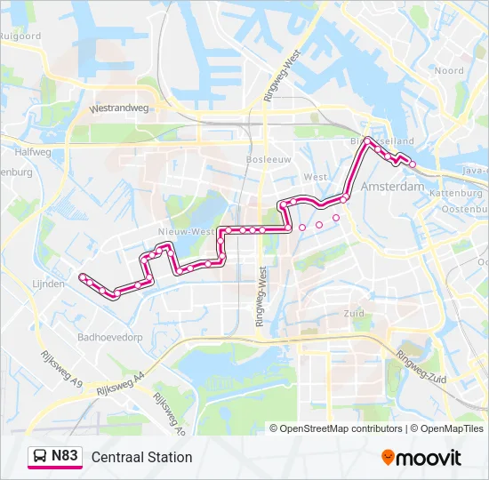 N83 Bus Line Map