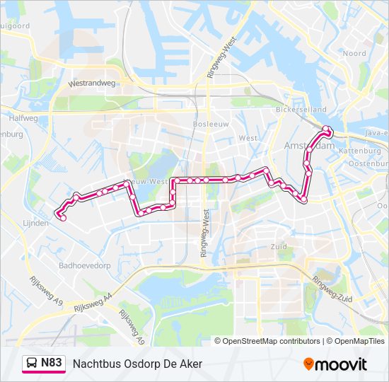 N83 Bus Line Map
