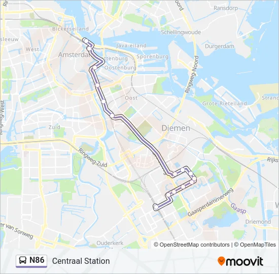 N86 Bus Line Map