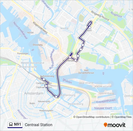 N91 Bus Line Map