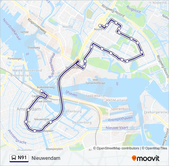 N91 Bus Line Map