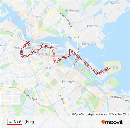 N89 Bus Line Map