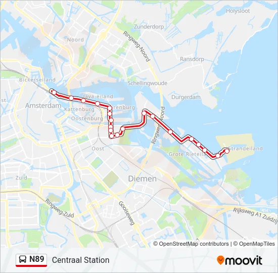 N89 Bus Line Map