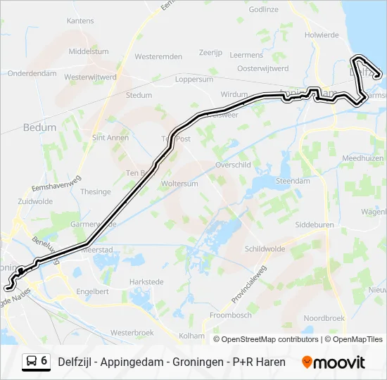 Bus 6 lijnkaart
