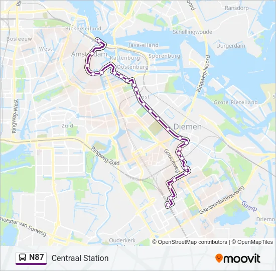 N87 Bus Line Map