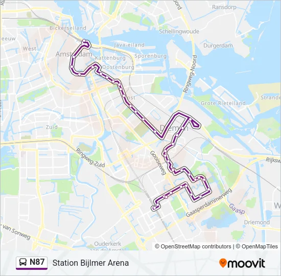 N87 Bus Line Map