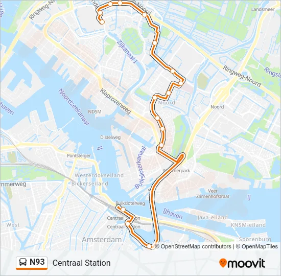 N93 Bus Line Map