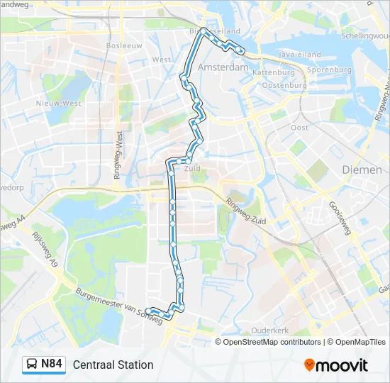 N84 Bus Line Map