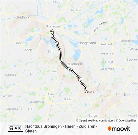 Bus 418 lijnkaart