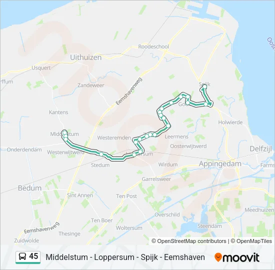 45 Bus Line Map