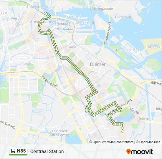 N85 Bus Line Map