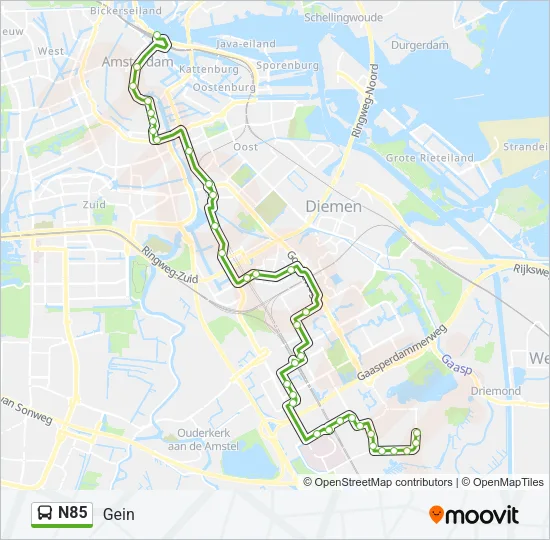 N85 Bus Line Map