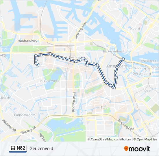 N82 bus Line Map